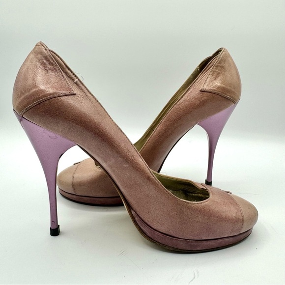VERSACE JEANS COUTURE PURPLE LEATHER HEELS VJC BY VERSACE PUMPS MADE IN ITALY 39 - Picture 10 of 17